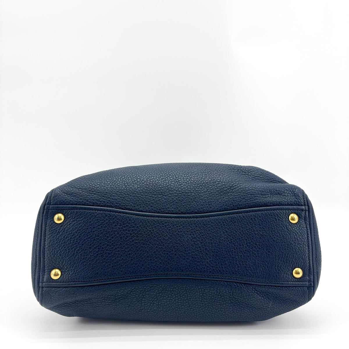 Miu Miu Phenix Convertible Leather Navy Leather Tote Bag Bag (Pre-Owned)