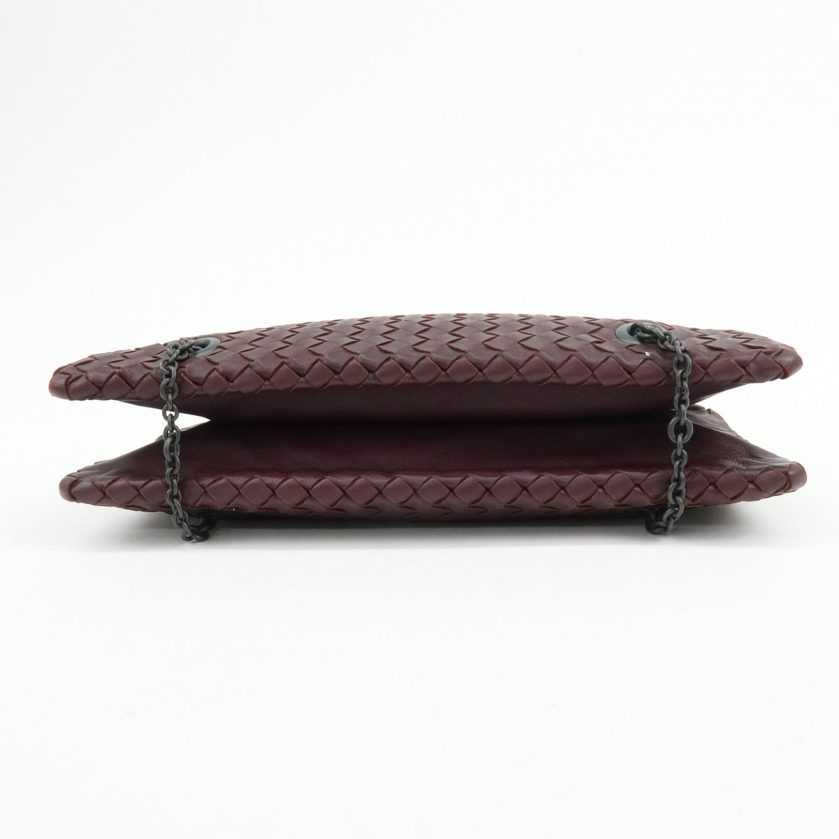 Bottega Veneta Double Chain Intrecciato Nappa Burgundy Leather Tote Bag Bag (Pre-Owned)
