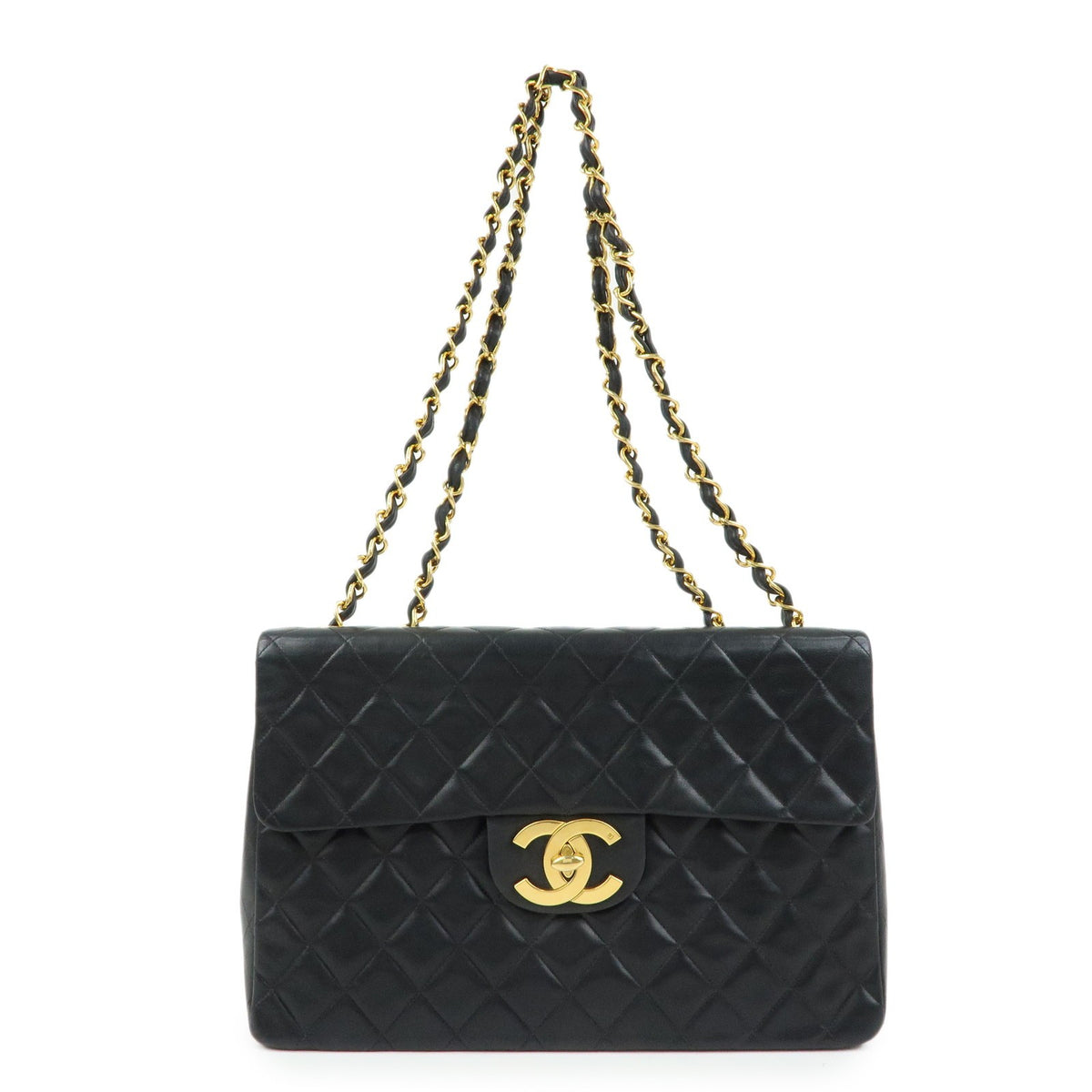 Chanel Vintage Timeless Cc Flap Quilted Lambskin Black Leather Handbag (Pre-Owned)