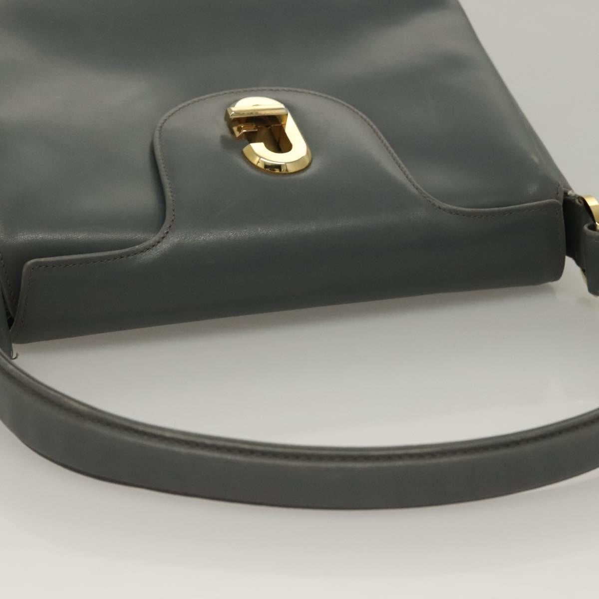 Gucci 1973 Top Handle Leather Gray Leather Handbag (Pre-Owned)