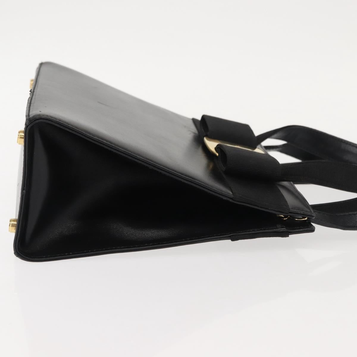 Salvatore Ferragamo Convertible Vara Bow Tote Leather Black Leather Handbag (Pre-Owned)
