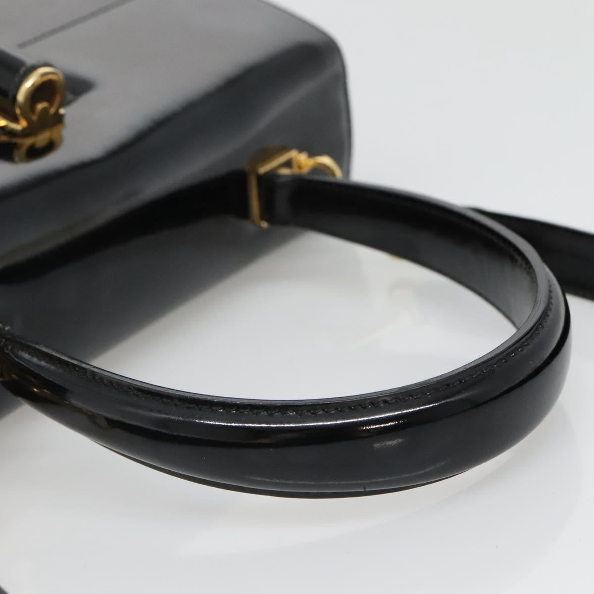 Salvatore Ferragamo Gancini Patent Leather Black Patent_Leather Shoulder Bag Bag (Pre-Owned)