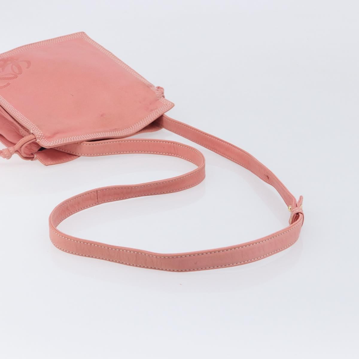 Loewe Shoulder Bag Leather Pink Leather Shoulder Bag Bag (Pre-Owned)