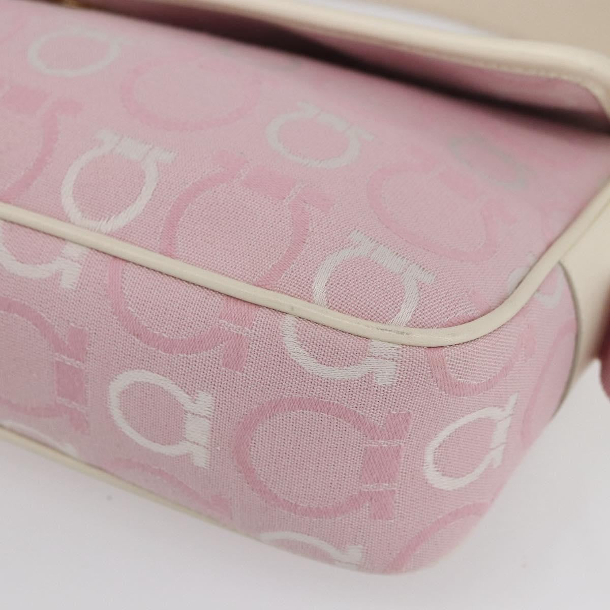 Salvatore Ferragamo Gancini Canvas Pink Canvas Shoulder Bag Bag (Pre-Owned)
