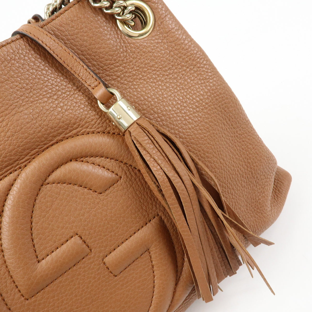 Gucci Soho Chain Strap Leather Brown Leather Shoulder Bag Bag (Pre-Owned)