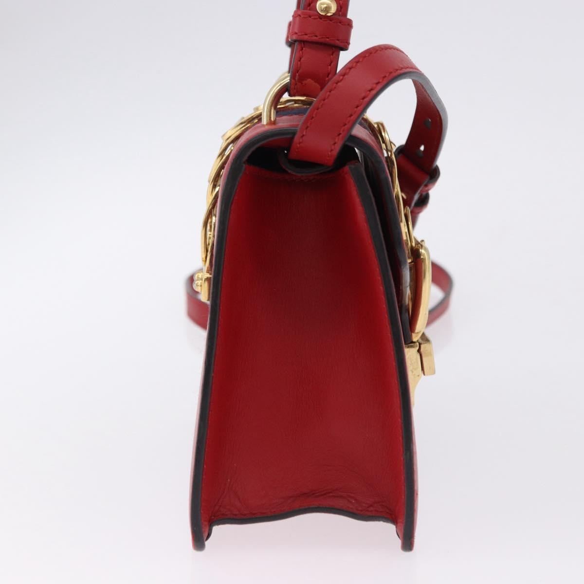 Gucci Sylvie Belt Leather Red Leather Handbag (Pre-Owned)