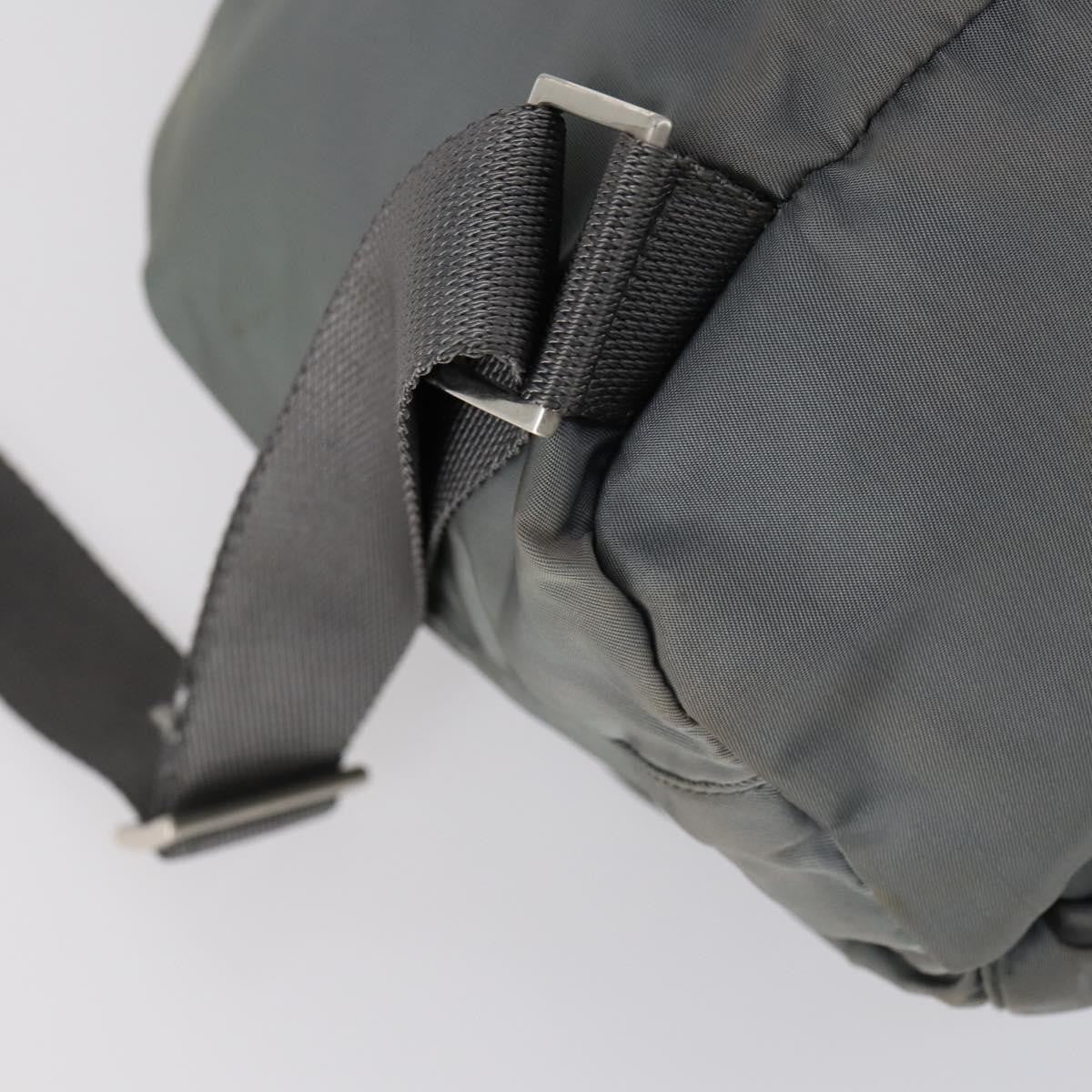 Prada Double Front Pocket Tessuto Gray Nylon Backpack Bag (Pre-Owned)
