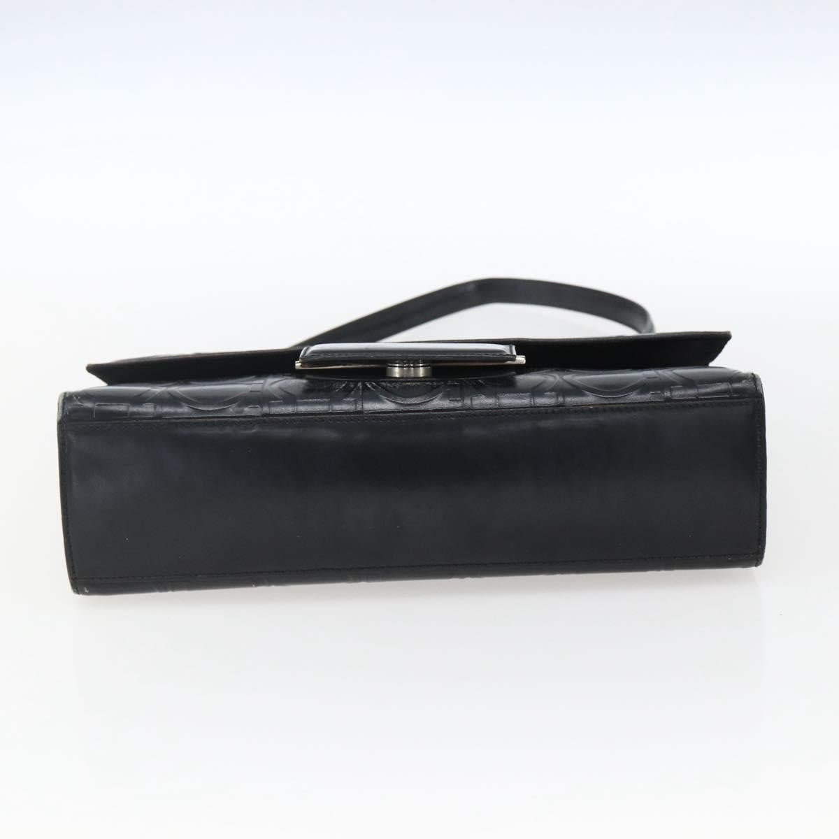 Salvatore Ferragamo Gancini Leather Black Leather Handbag (Pre-Owned)