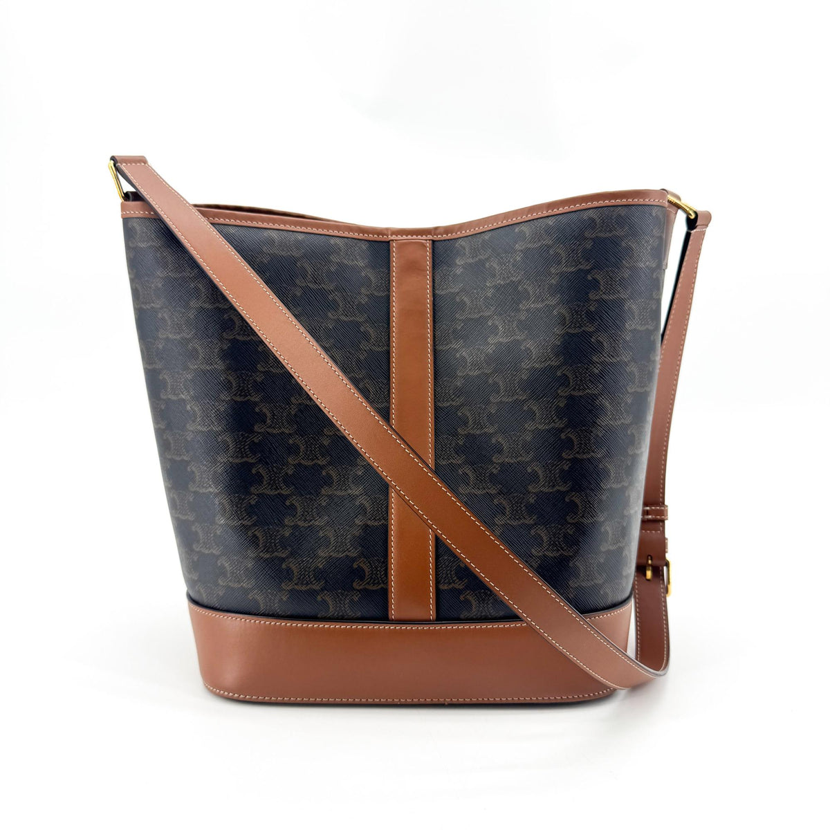 Celine Bucket Triomphe Coated Canvas Brown Canvas Shoulder Bag Bag (Pre-Owned)