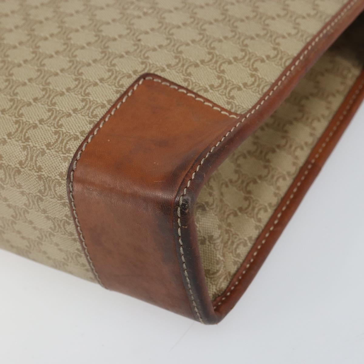 Celine Vintage Macadam Canvas Beige Canvas Handbag (Pre-Owned)