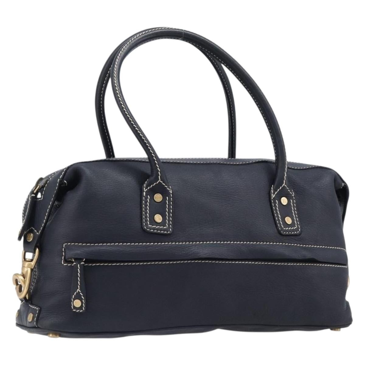 Celine Top Handle Leather Black Leather Handbag (Pre-Owned)