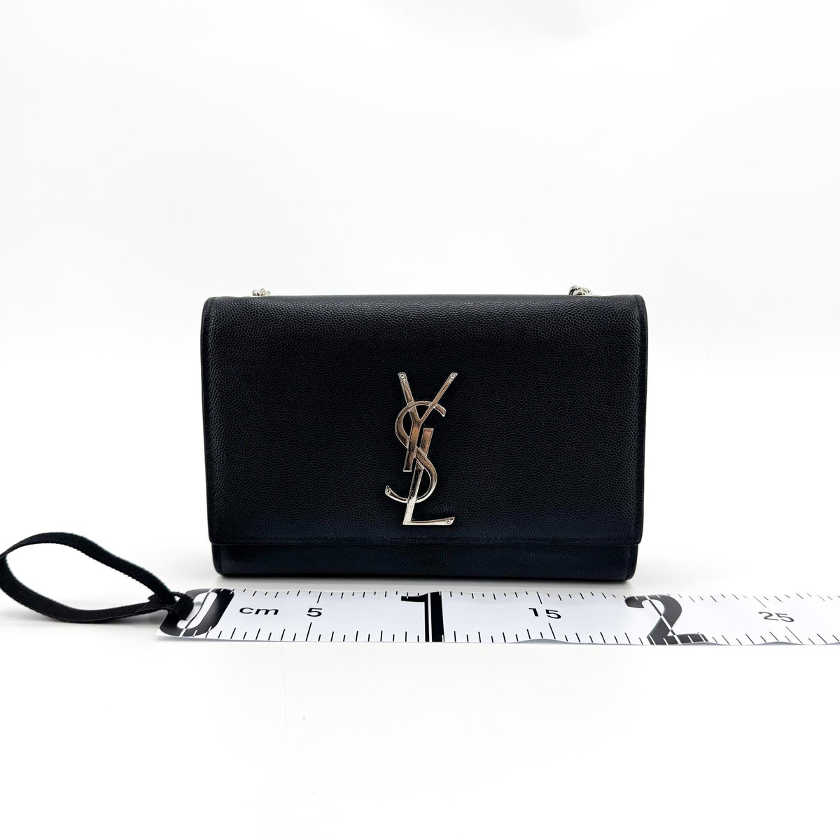 Saint Laurent Classic Monogram Grainy Leather Black Leather Crossbody Bag Bag (Pre-Owned)