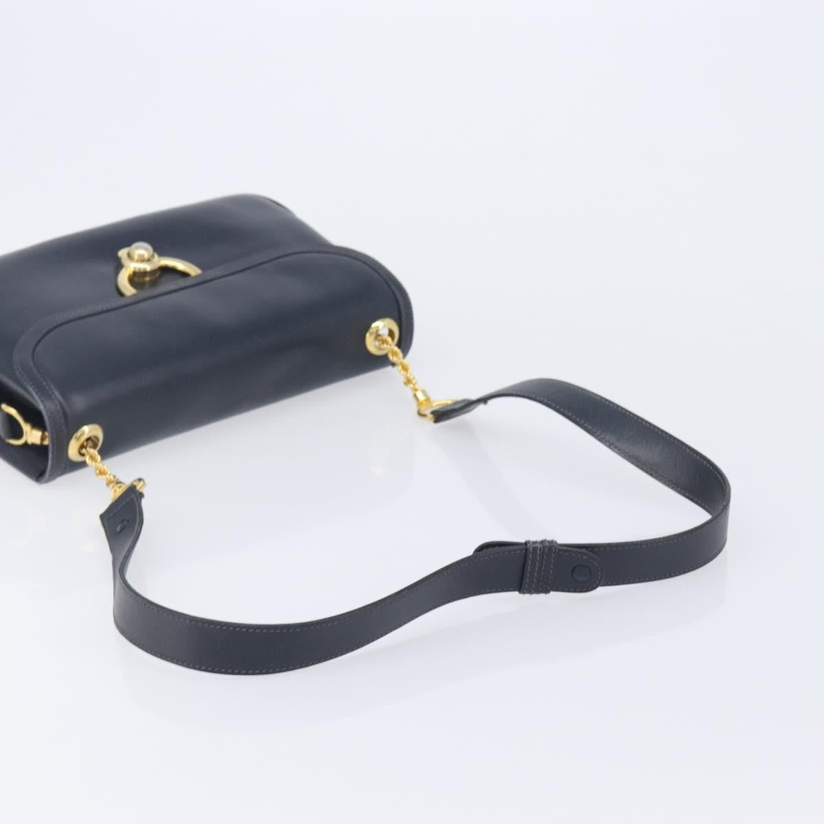 Gucci Shoulder Leather Navy Leather Shoulder Bag Bag (Pre-Owned)