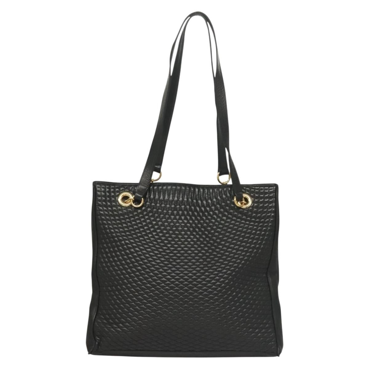 Bally Vintage Leather Black Leather Tote Bag Bag (Pre-Owned)