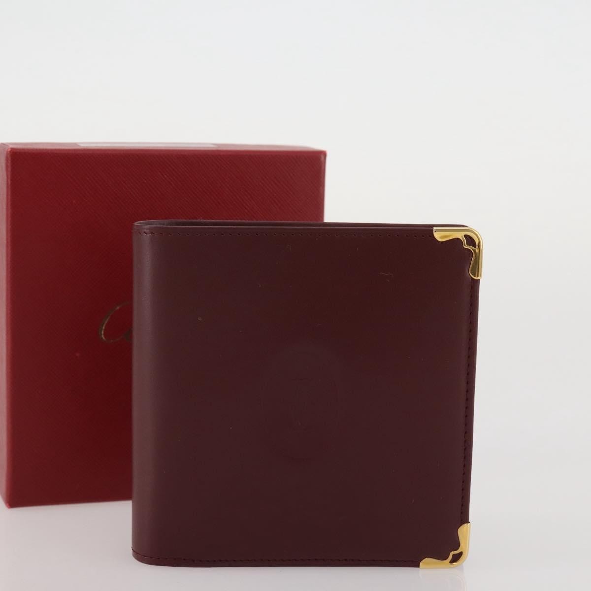 Cartier Coin Purse Must De Cartier Leather Burgundy Leather Wallets Accessory (Pre-Owned)