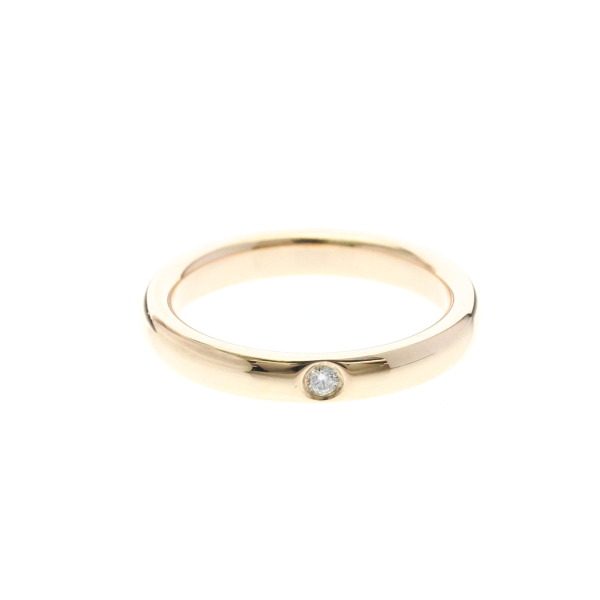 Tiffany & Co. Elsa Peretti 1 Diamond Stacking Band 18K Rose Gold With Diamond Gold Pink_Gold Ring Jewelry (Pre-Owned)