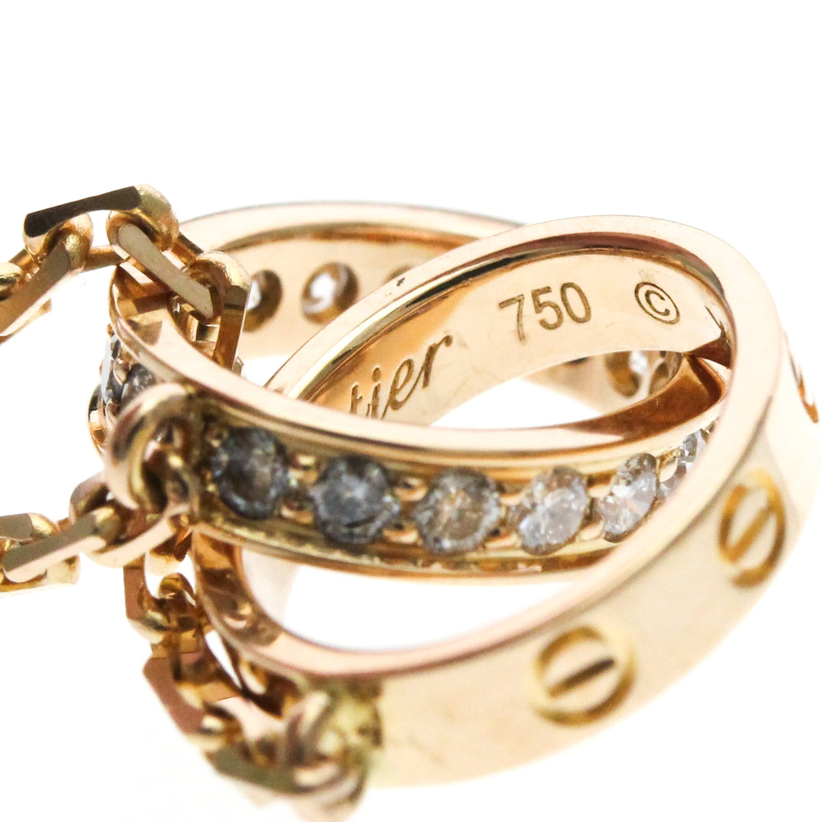 Cartier Love Interlocking 18K Rose Gold With Diamonds Gold Pink_Gold Necklace Jewelry (Pre-Owned)