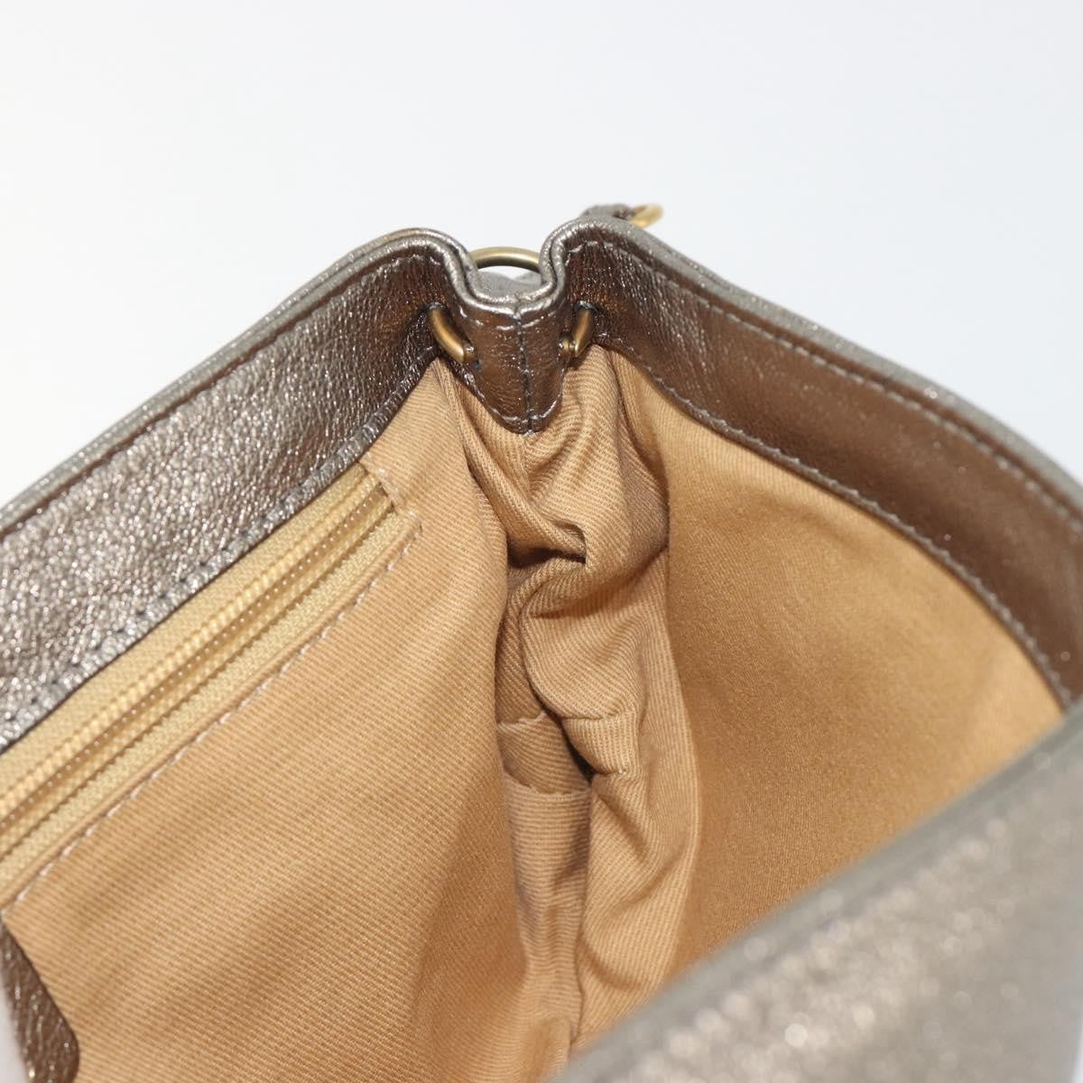 Salvatore Ferragamo Gancini Leather Silver Leather Shoulder Bag Bag (Pre-Owned)