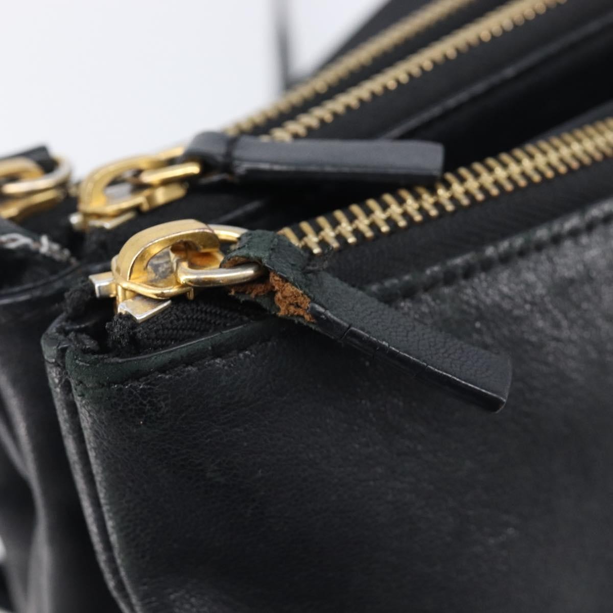 Celine Trio Leather Black Leather Crossbody Bag Bag (Pre-Owned)