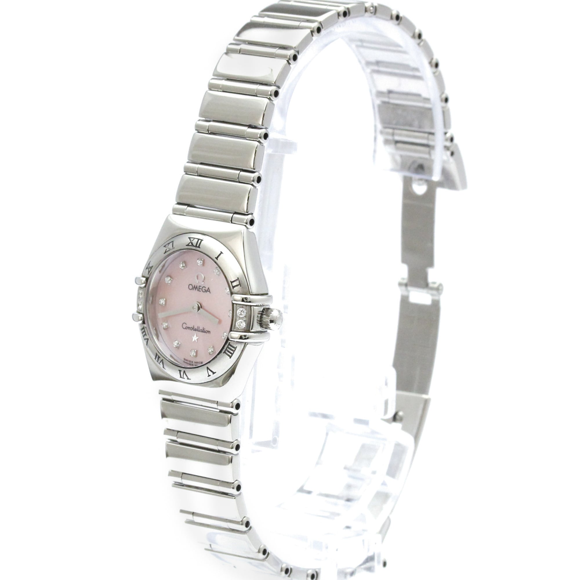 Omega Constellation Quartz Stainless Steel With Diamond Bezel And Mother Of Pearl Watch (Pre-Owned)