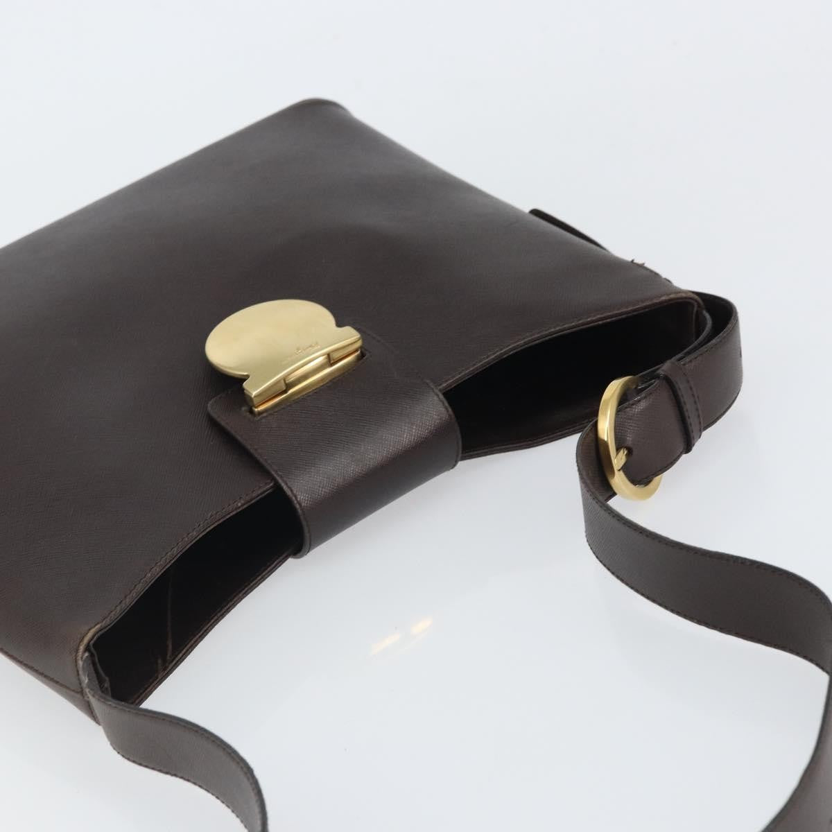 Salvatore Ferragamo Shoulder Bag Leather Brown Leather Shoulder Bag Bag (Pre-Owned)