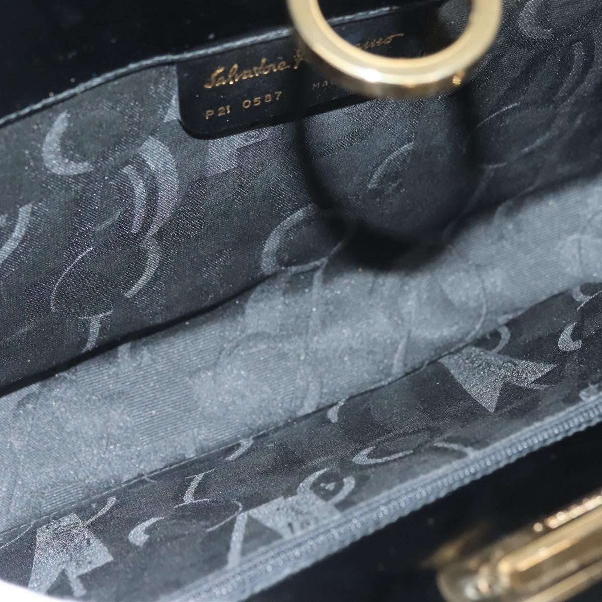 Salvatore Ferragamo Gancini Patent Leather Black Patent_Leather Shoulder Bag Bag (Pre-Owned)