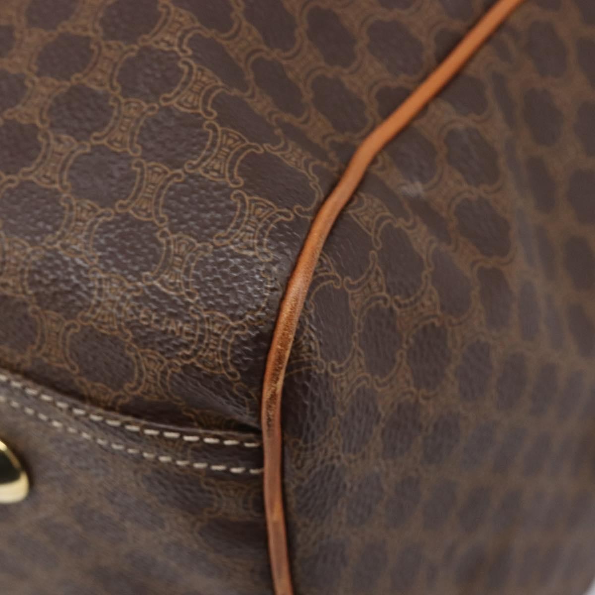 Celine Boston Triomphe Coated Canvas Brown Canvas Handbag (Pre-Owned)