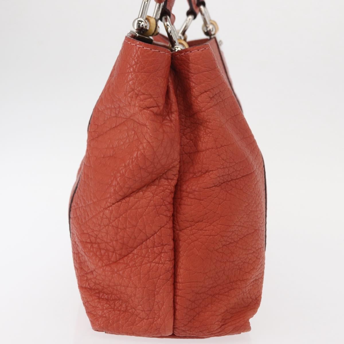 Gucci Vintage Bamboo Handle Leather Red Leather Handbag (Pre-Owned)