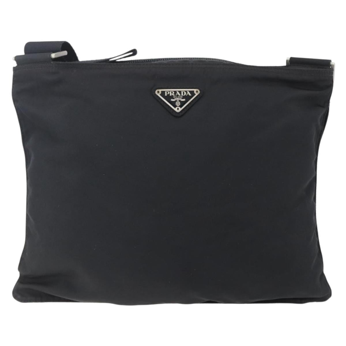 Prada Flat Messenger Tessuto Black Nylon Shoulder Bag Bag (Pre-Owned)