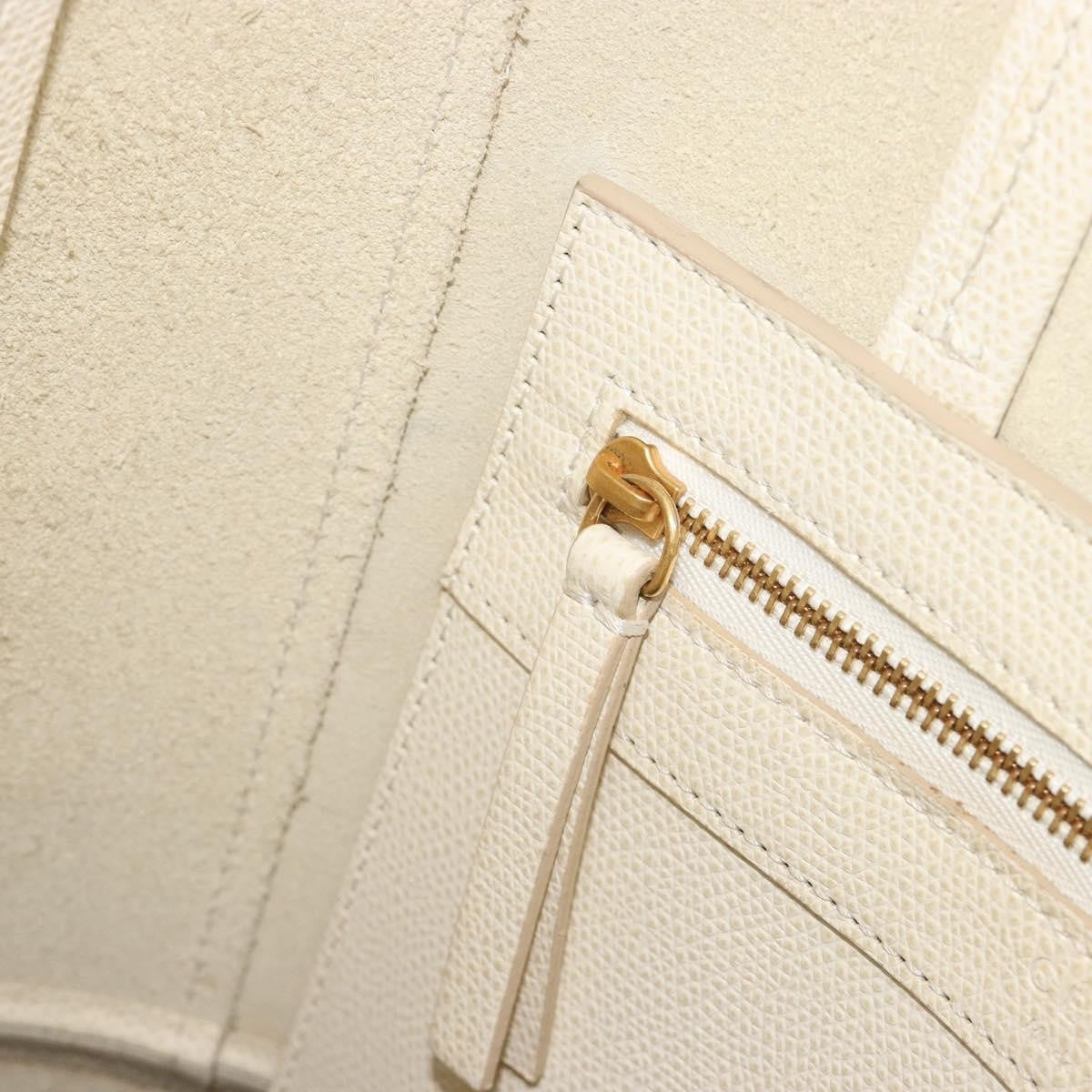 Celine Vertical Bi-Cabas Tote Leather Beige Leather Tote Bag Bag (Pre-Owned)