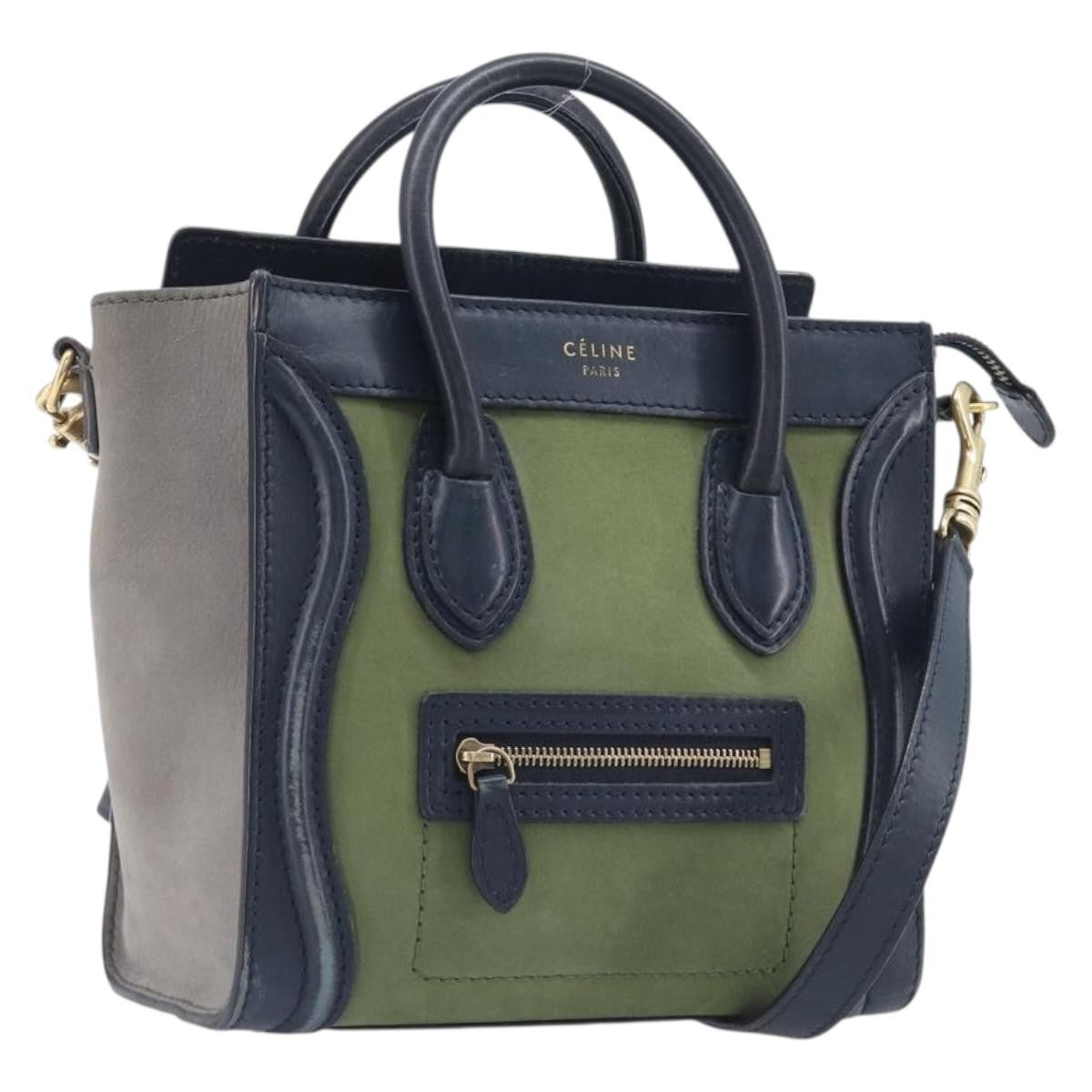 Celine Luggage Smooth Leather Navy Leather Handbag (Pre-Owned)