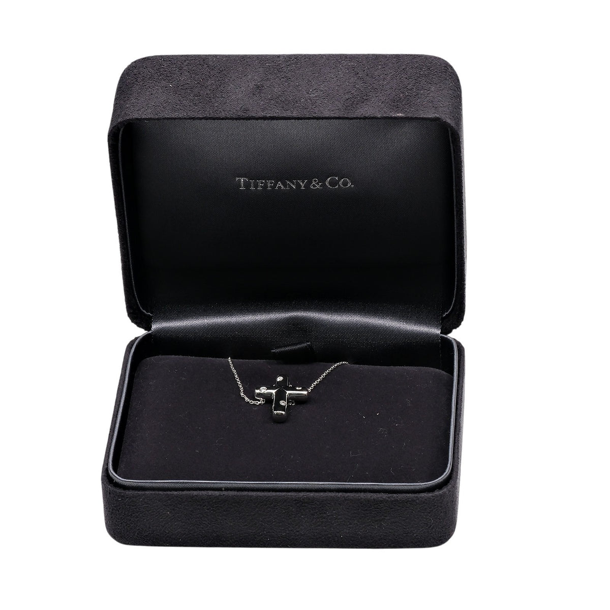 Tiffany & Co. Cross Pendant Platinum And Diamonds Silver Platinum Necklace Jewelry (Pre-Owned)