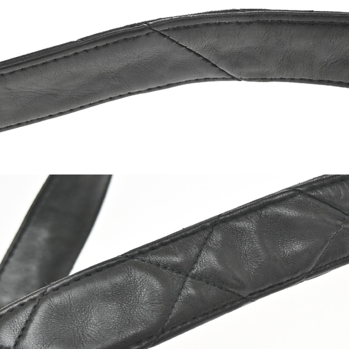 Chanel Vintage Cc Square Flap Quilted Lambskin Black Leather Shoulder Bag Bag (Pre-Owned)