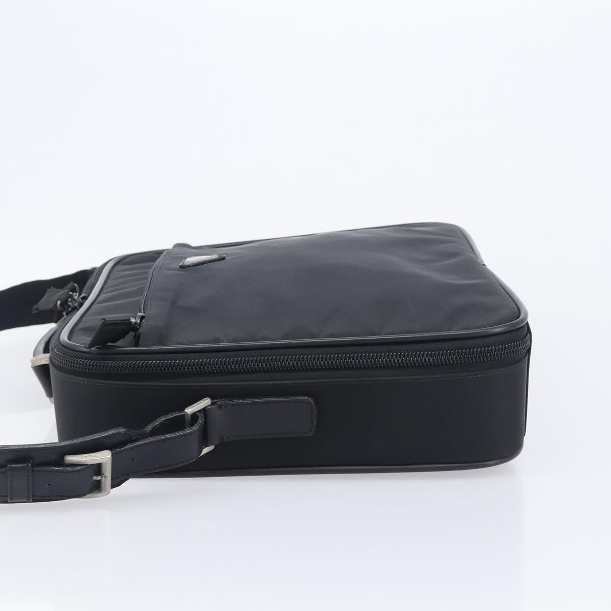 Prada Briefcase Tessuto And Saffiano Leather Black Nylon Briefcase Bag (Pre-Owned)