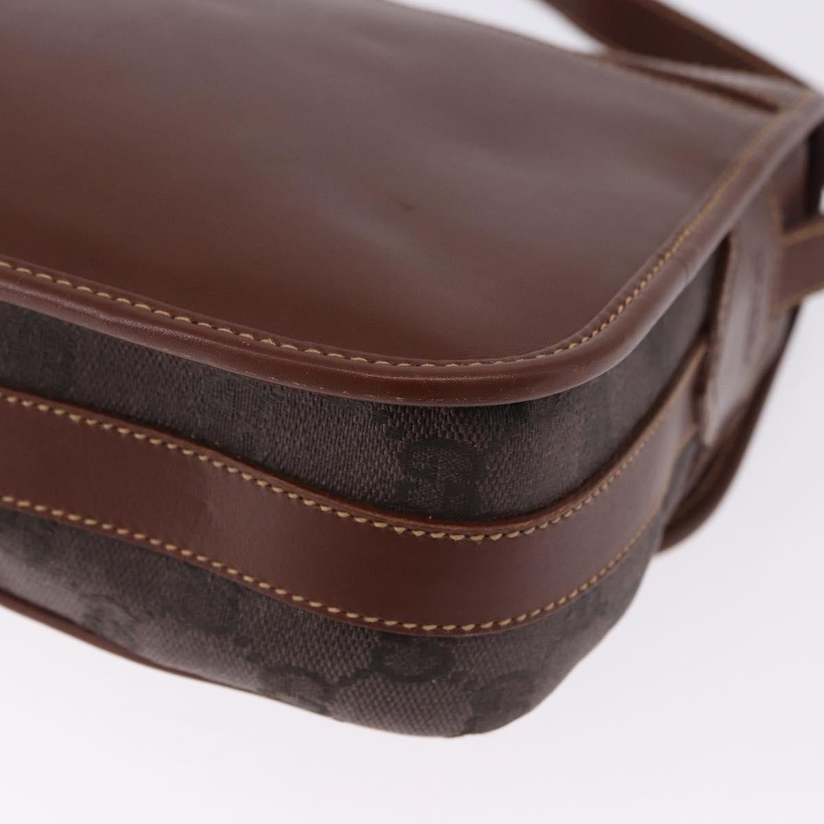 Gucci Flap Shoulder Bag Gg Canvas & Leather Brown Canvas Crossbody Bag Bag (Pre-Owned)