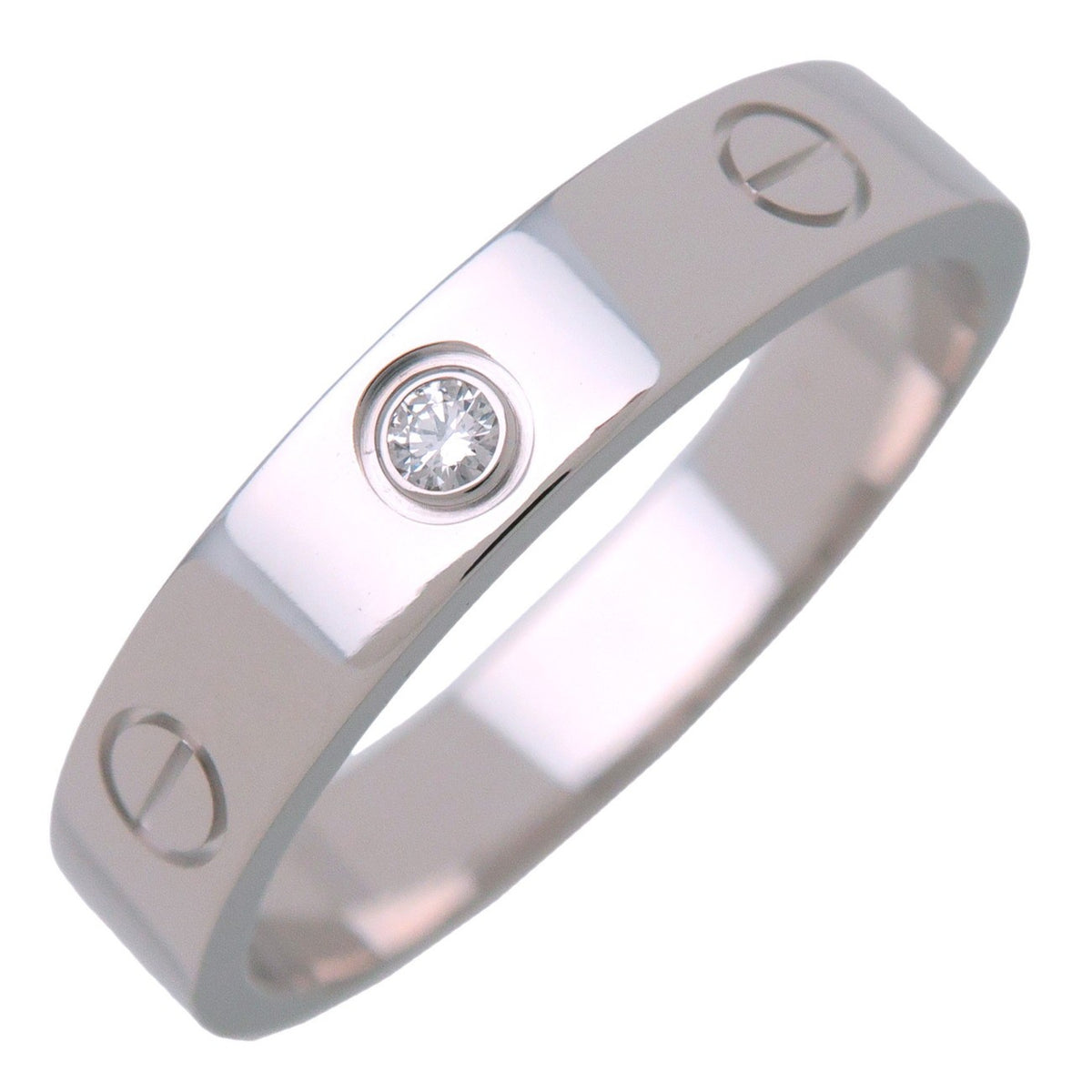 Cartier Love 1 Diamond Band Platinum With Diamond Silver White_Gold Ring Jewelry (Pre-Owned)