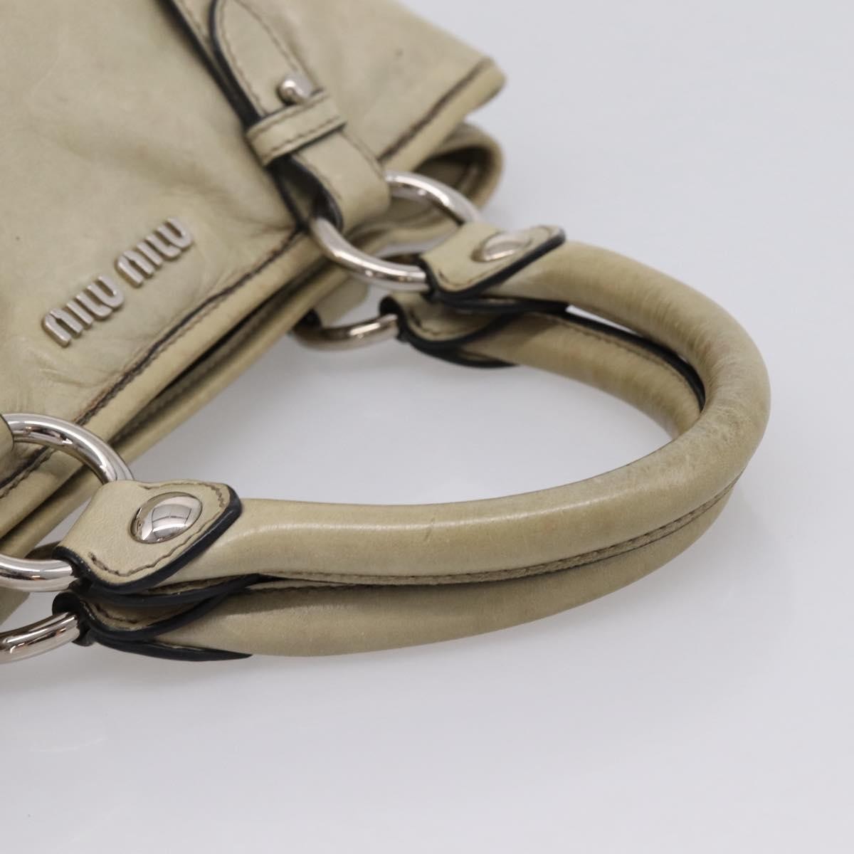 Miu Miu Bow Satchel Vitello Lux Beige Leather Handbag (Pre-Owned)