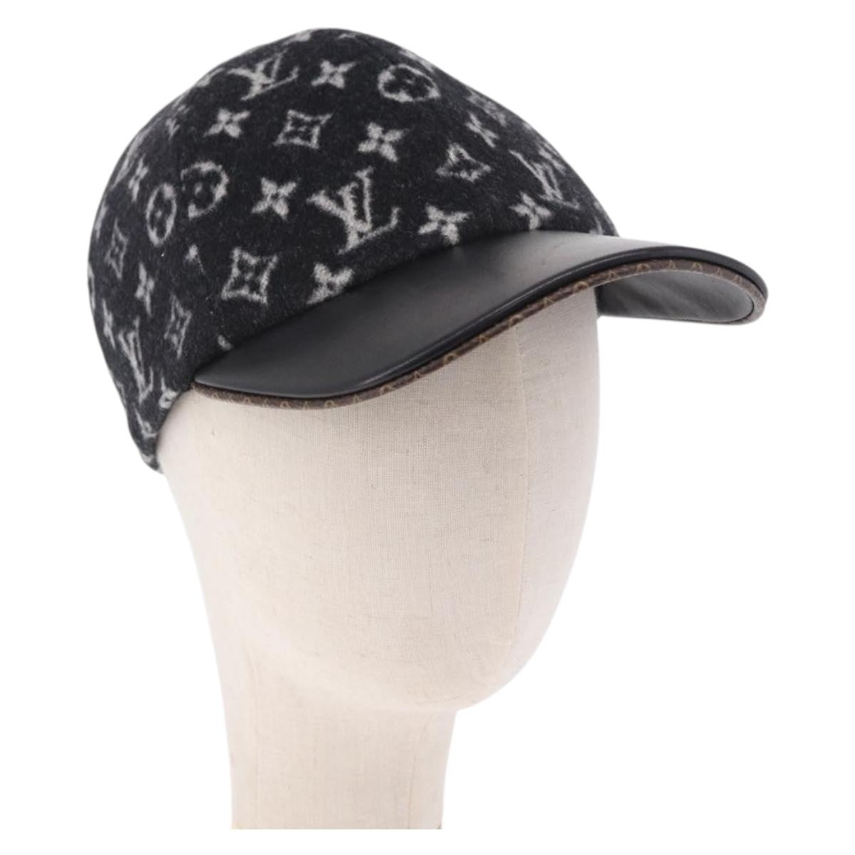 Louis Vuitton Carry On Baseball Cap Monogram Wool And Leather Black Wool Head Accessory Accessory (Pre-Owned)