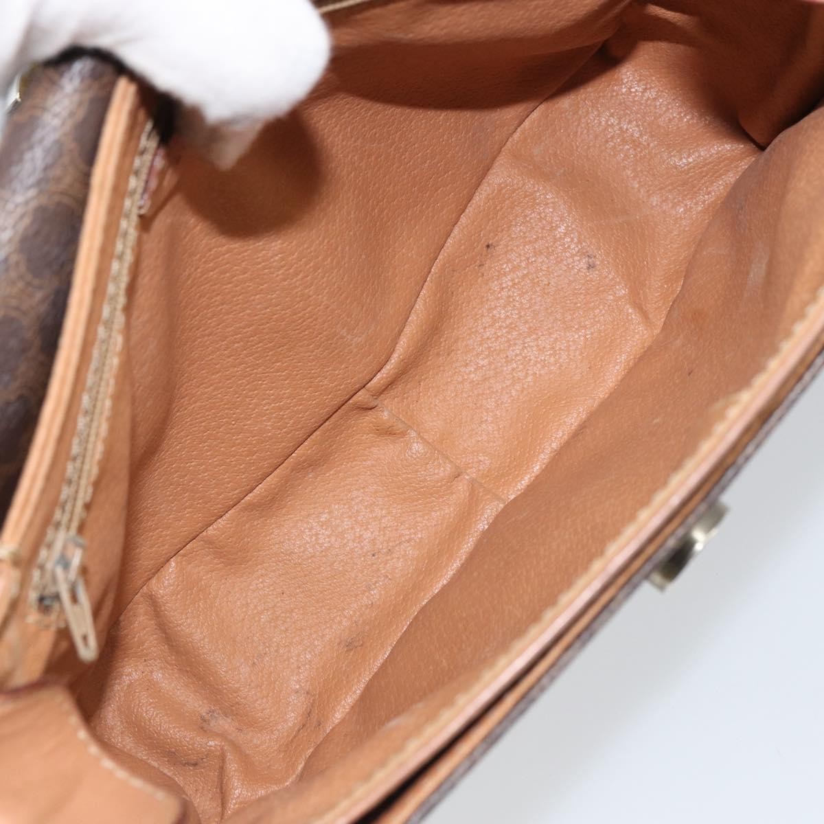 Celine Vintage Macadam Circle Logo Canvas And Leather Brown Canvas Shoulder Bag Bag (Pre-Owned)