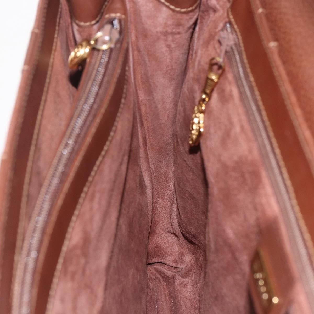 Gucci Vintage Tote Leather Brown Leather Tote Bag Bag (Pre-Owned)