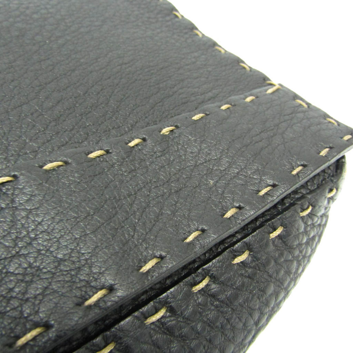 Fendi Selleria Messenger Leather Black Leather Shoulder Bag Bag (Pre-Owned)