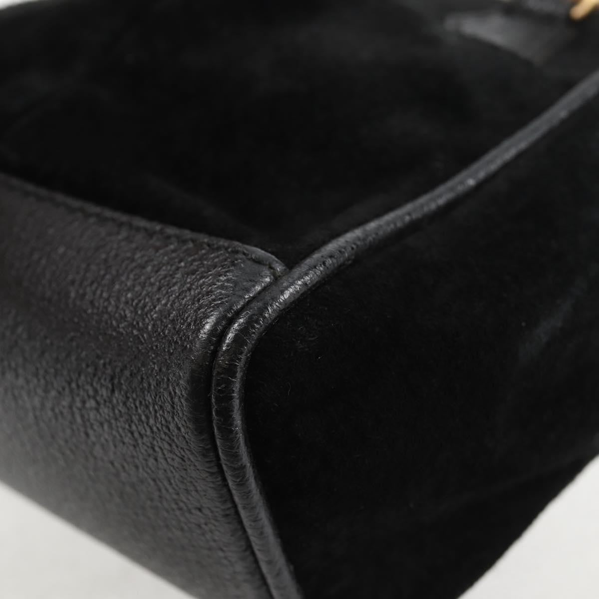 Gucci Vintage Bamboo Front Pocket Suede Black Suede Tote Bag Bag (Pre-Owned)