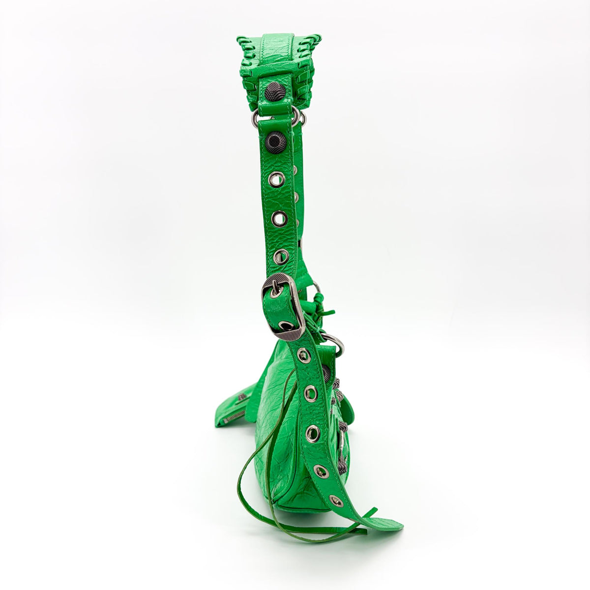 Balenciaga Le Cagole Giant Spikes Leather Green Leather Shoulder Bag Bag (Pre-Owned)