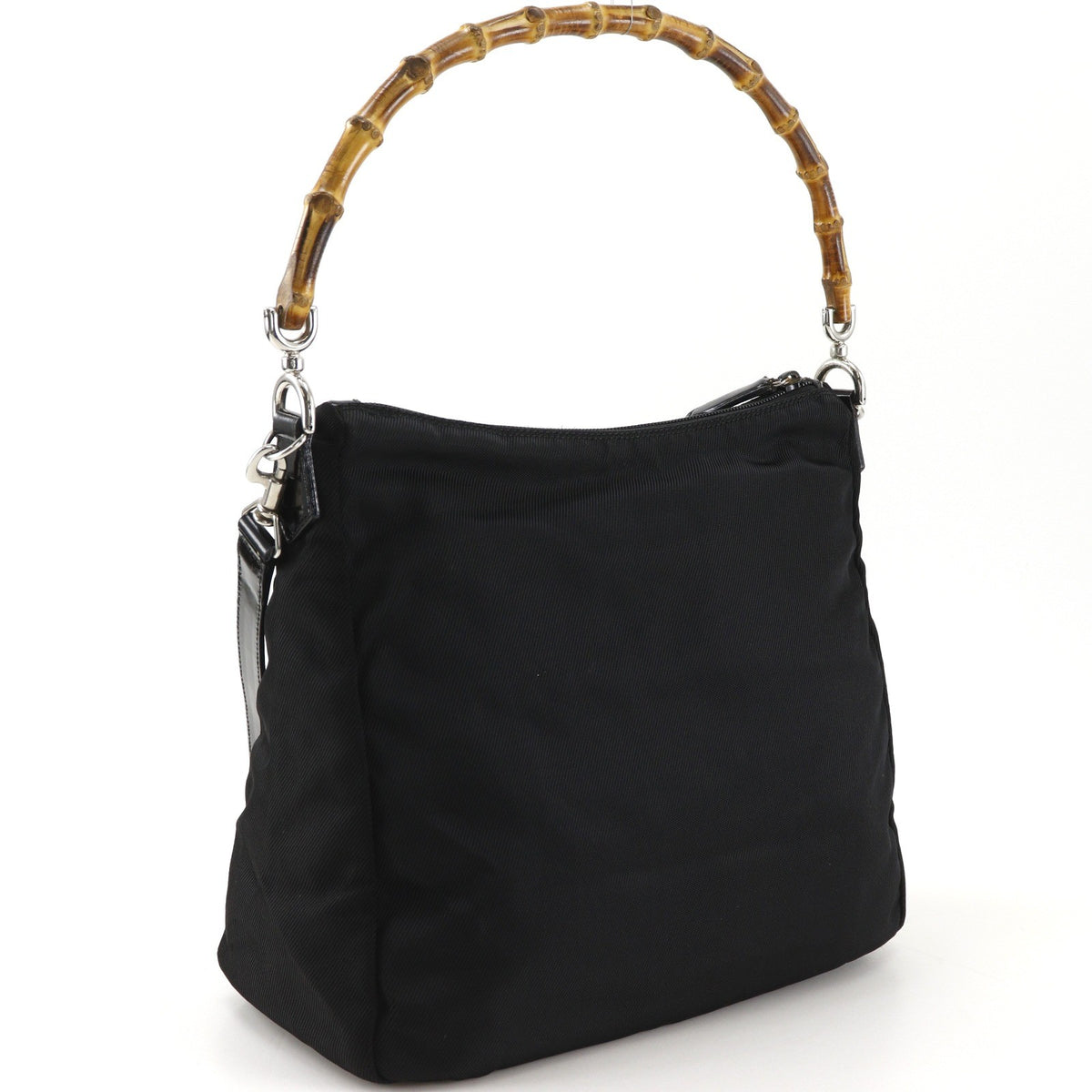 Gucci Sherry Bamboo Nylon Black Nylon Shoulder Bag Bag (Pre-Owned)
