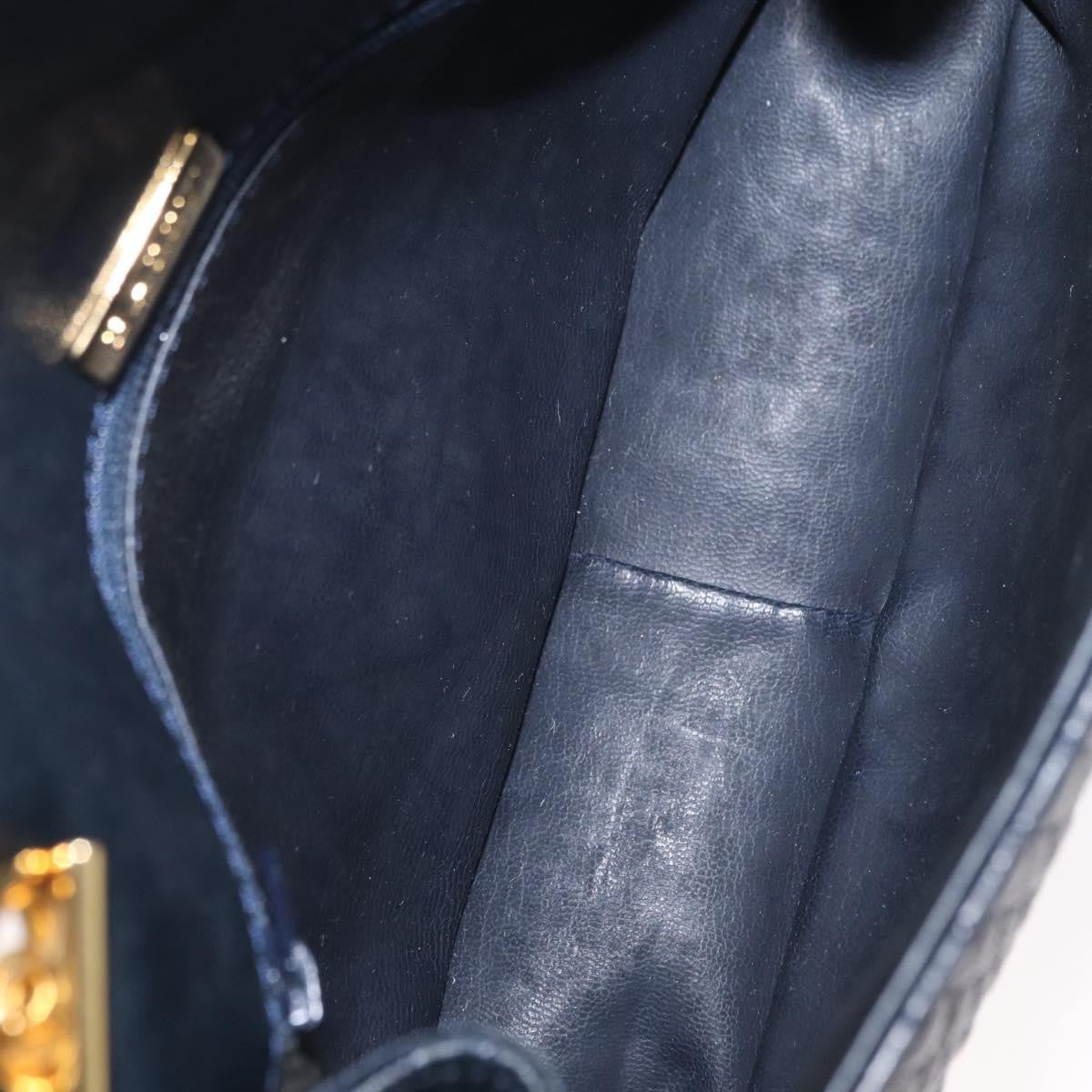 Bally Vintage Chain Quilted Leather Navy Leather Shoulder Bag Bag (Pre-Owned)