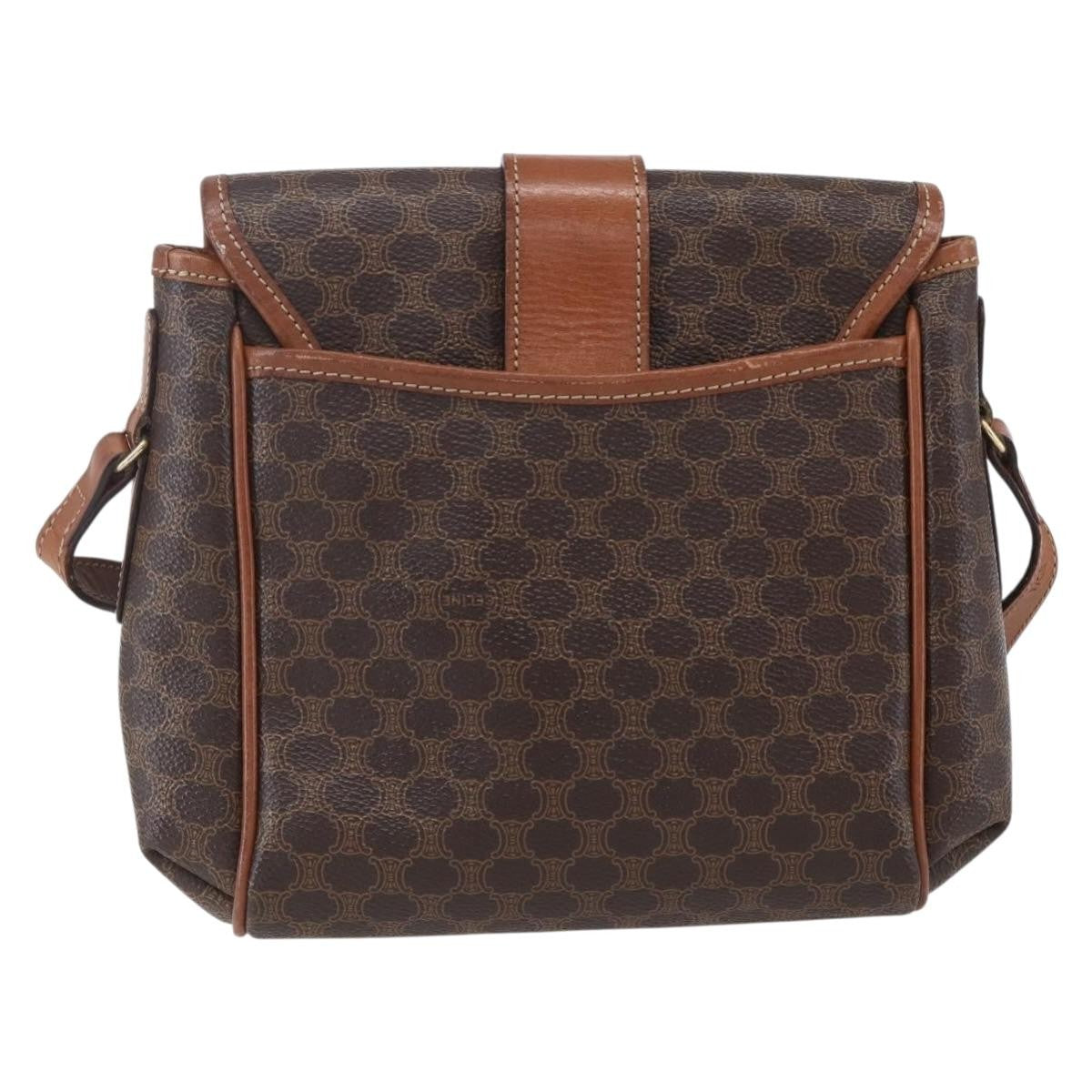 Celine Vintage Macadam Canvas And Leather Brown Canvas Shoulder Bag Bag (Pre-Owned)