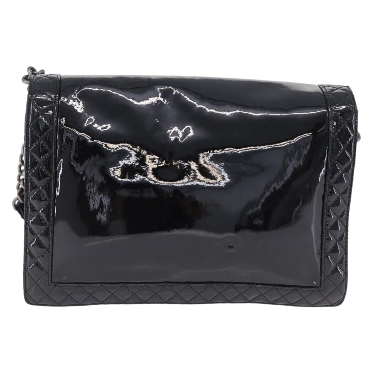 Chanel Reverso Boy Flap Patent Black Patent_Leather Shoulder Bag Bag (Pre-Owned)
