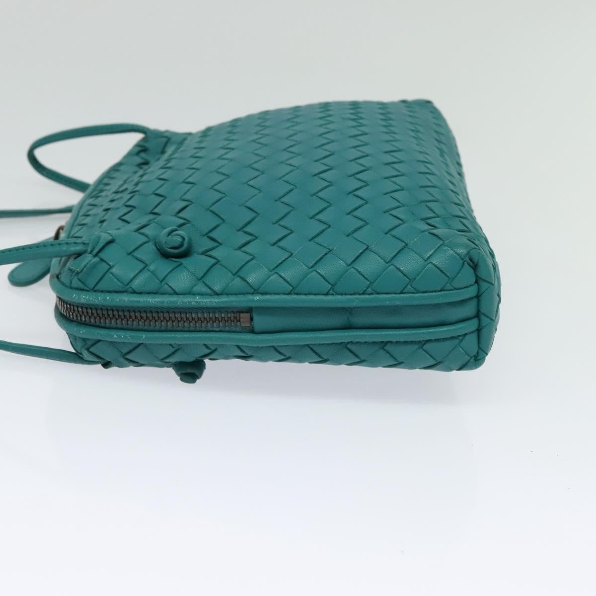 Bottega Veneta Double Compartment Pillow Intrecciato Nappa Green Leather Crossbody Bag Bag (Pre-Owned)