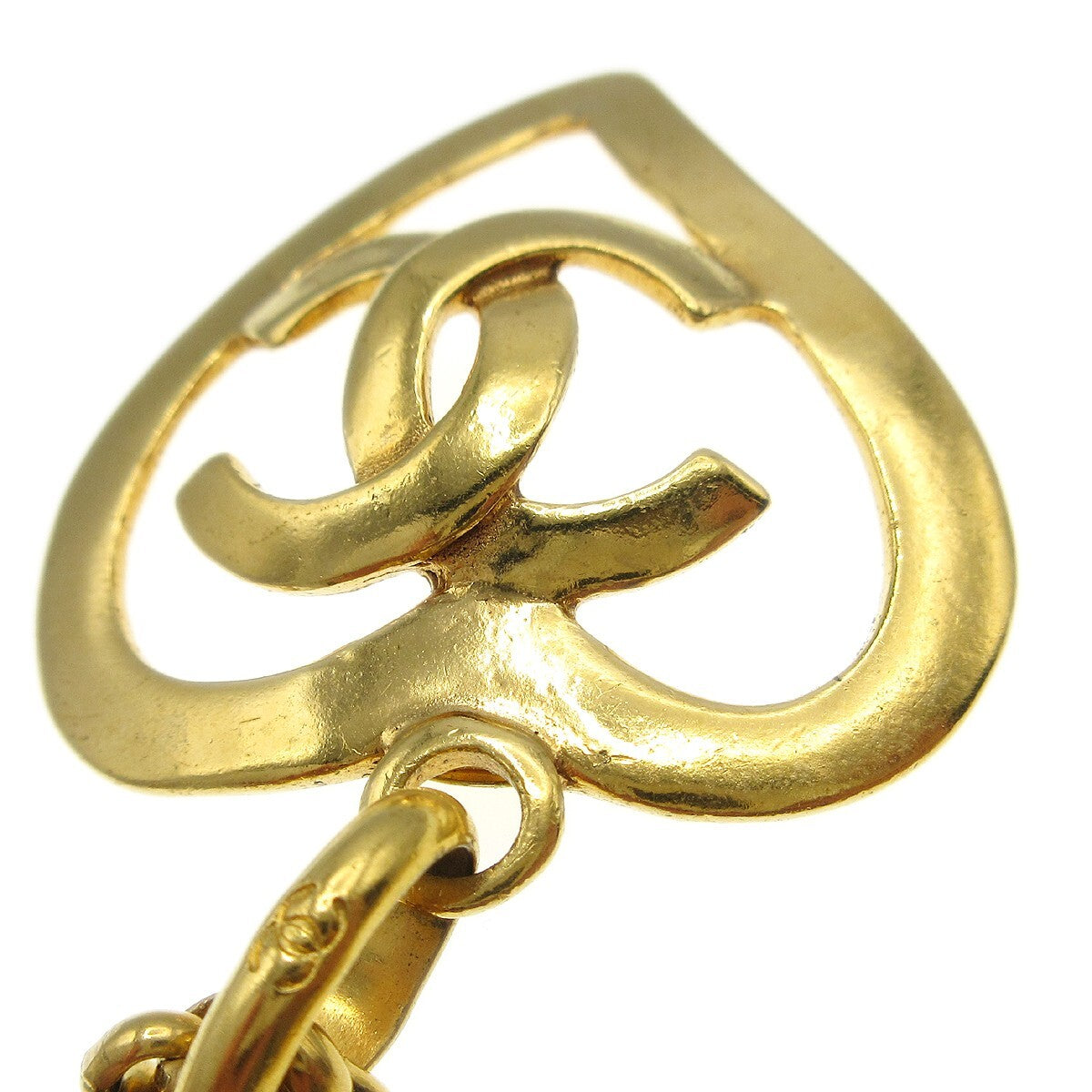 Chanel Cc Heart Pendant Metal Gold Gold_Plated Necklace Jewelry (Pre-Owned)