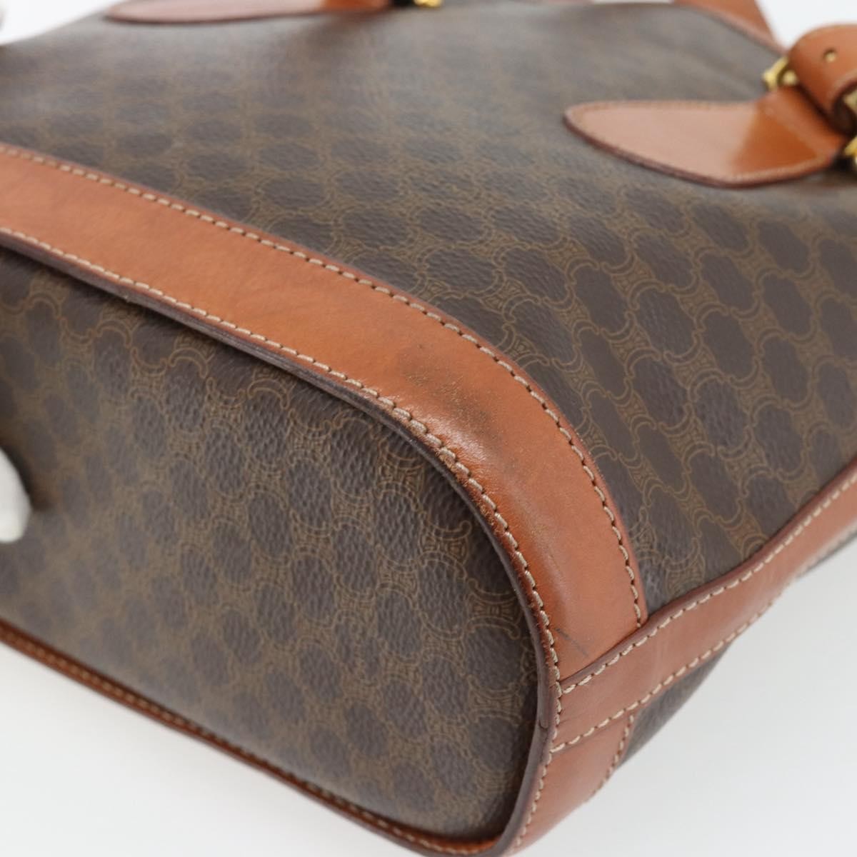 Celine Vintage Macadam Canvas And Leather Brown Canvas Tote Bag Bag (Pre-Owned)